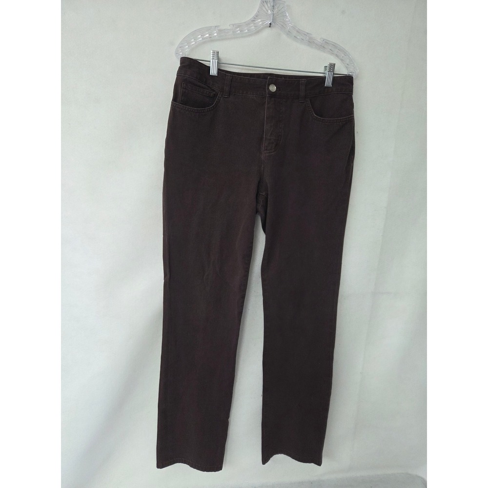 Chaps Womens Brown Straight Leg Stretch Twill Pants Size 8 Vintage 90s Y2K